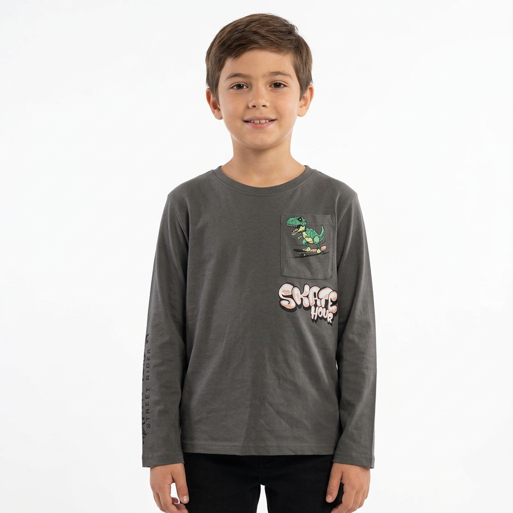 Boys T-Shirt Round Neck Long Sleeve