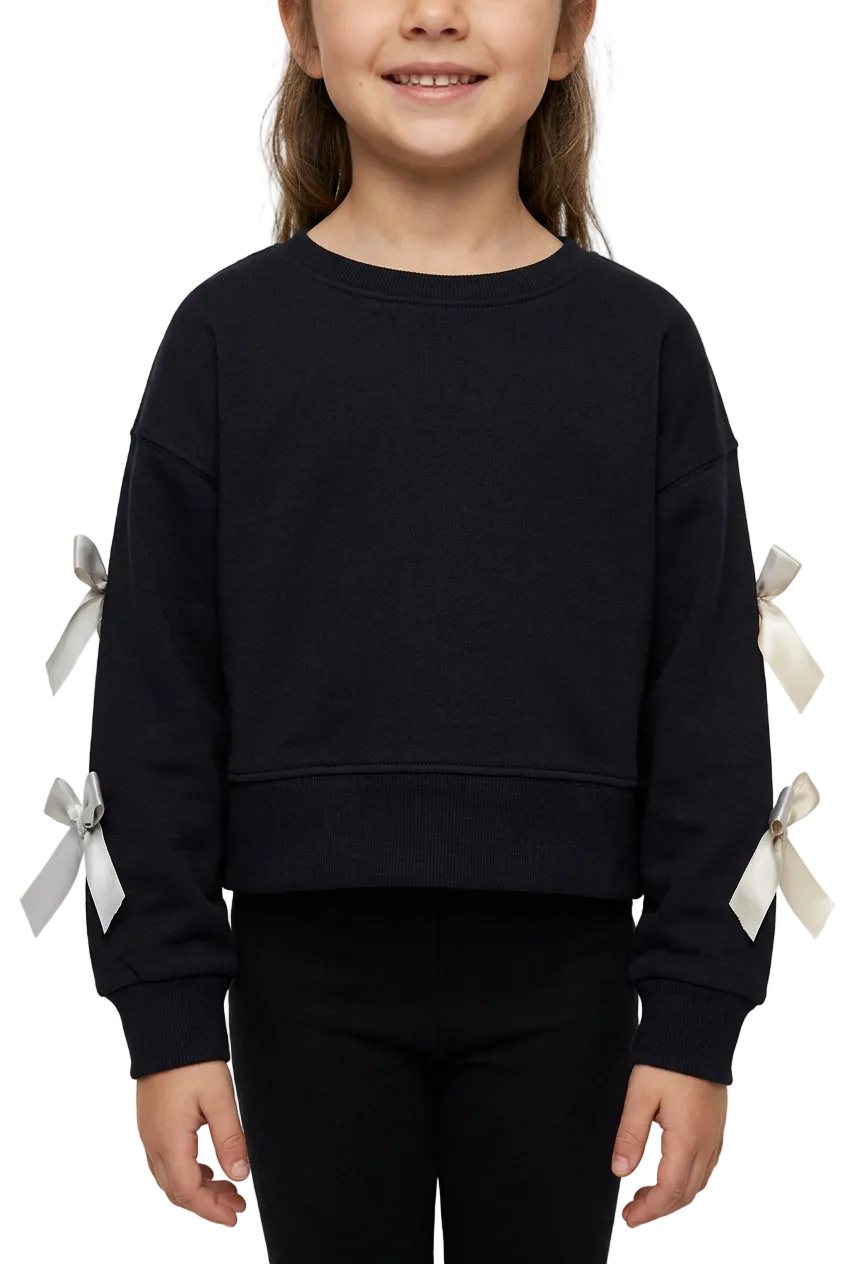Girls Cropped Bow Sleeve Sweatshirt
