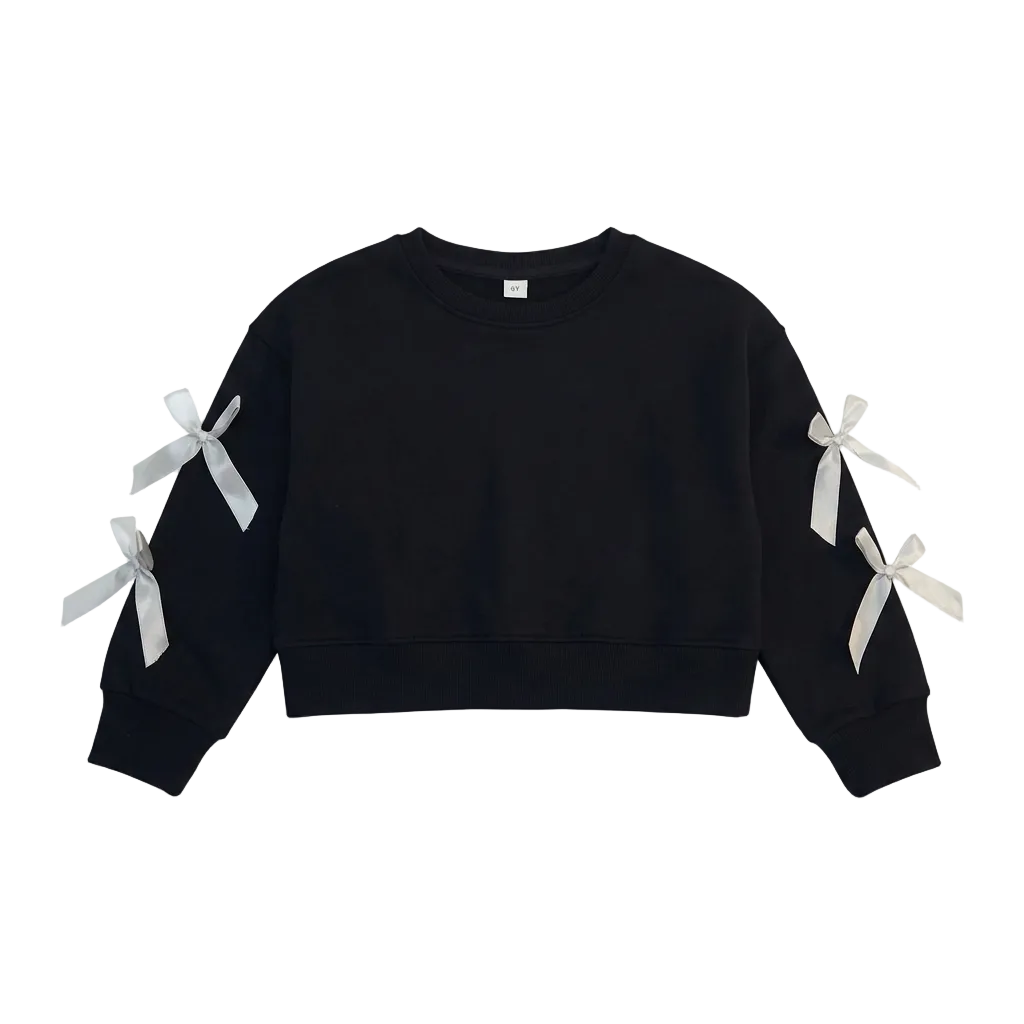 Girls Cropped Bow Sleeve Sweatshirt