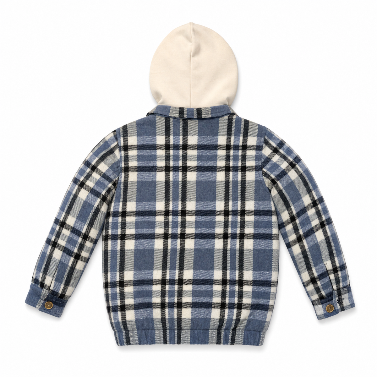 Kids Padded Hooded Plaid Jacket