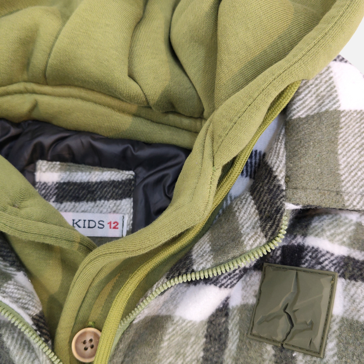 Kids Padded Hooded Plaid Jacket
