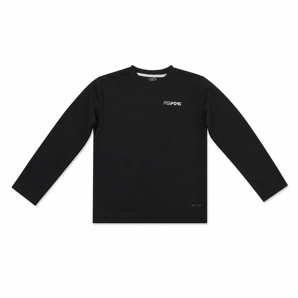 Boys Long Sleeve Performance Sports Top - BLACK