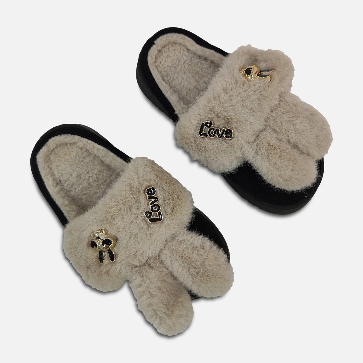 Women Faux Fur Platform Slippers