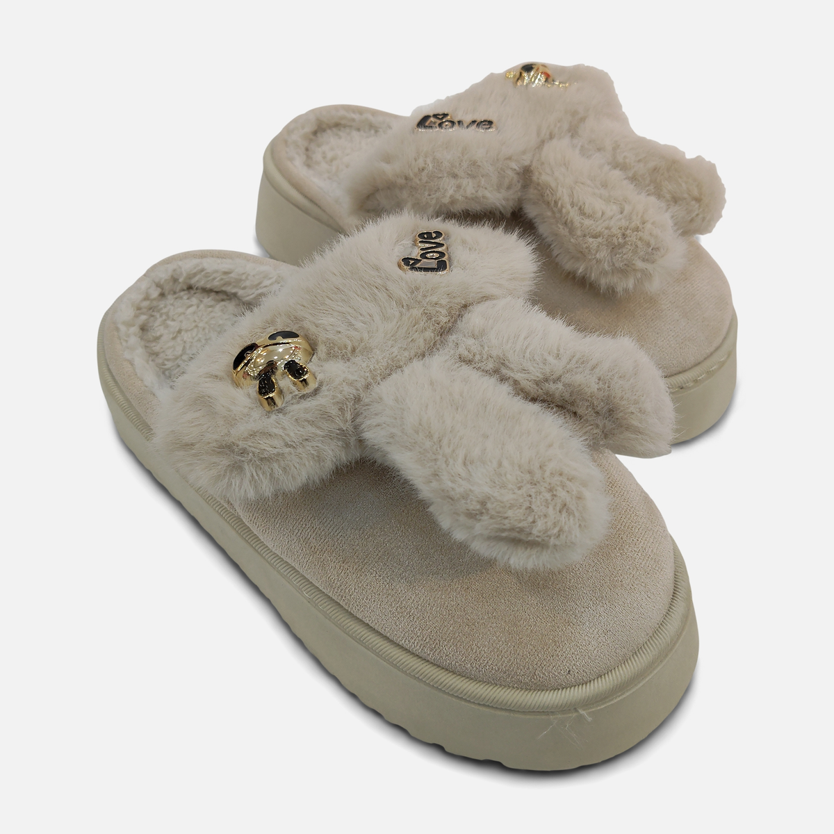 Women Faux Fur Platform Slippers