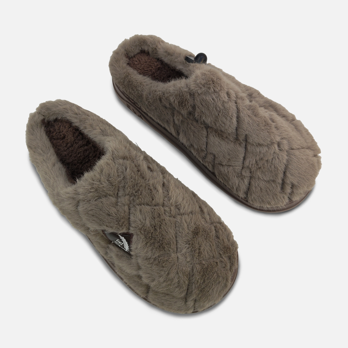 Men Quilted Faux Fur Slipper