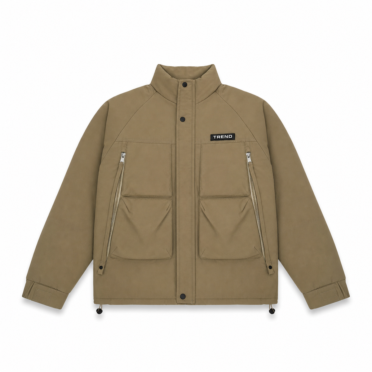 Men Padded Stand Collar Utility Jacket