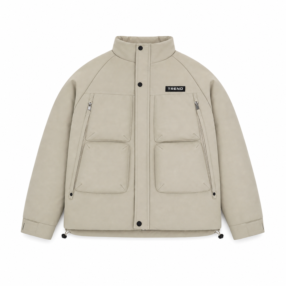 Men Padded Stand Collar Utility Jacket