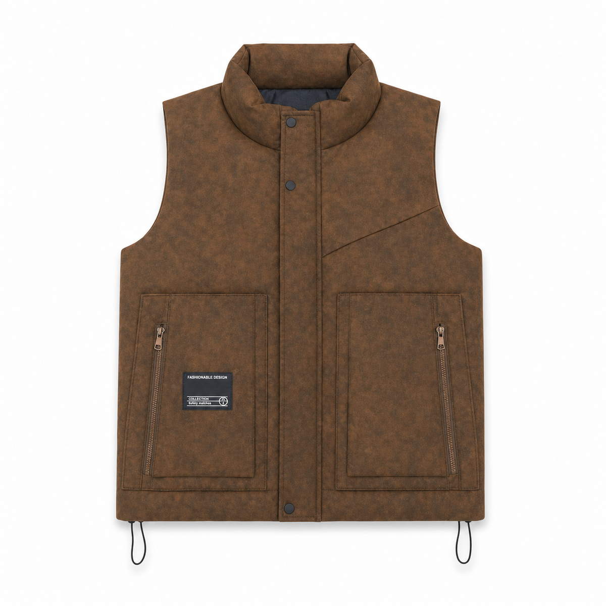 Men Padded Vest Stand Collar