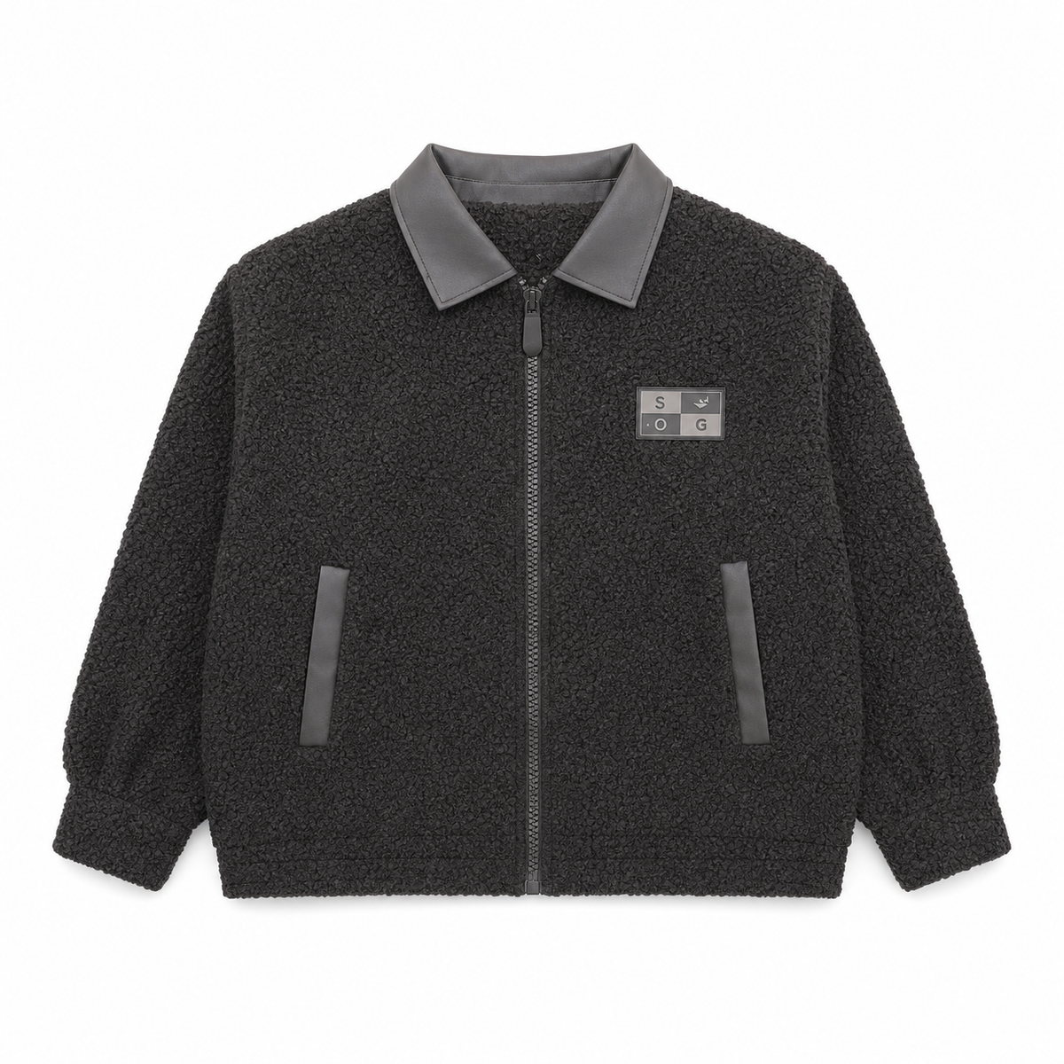 Men Fleece Zip-Up Collared Jacket