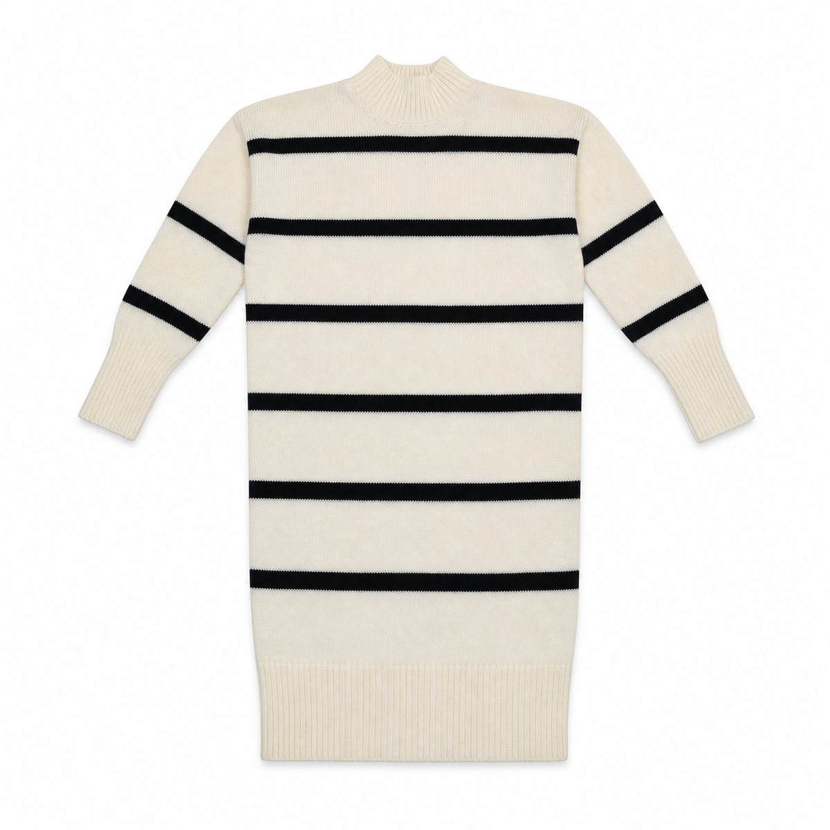 Women Striped Mock Neck Sweater Dress