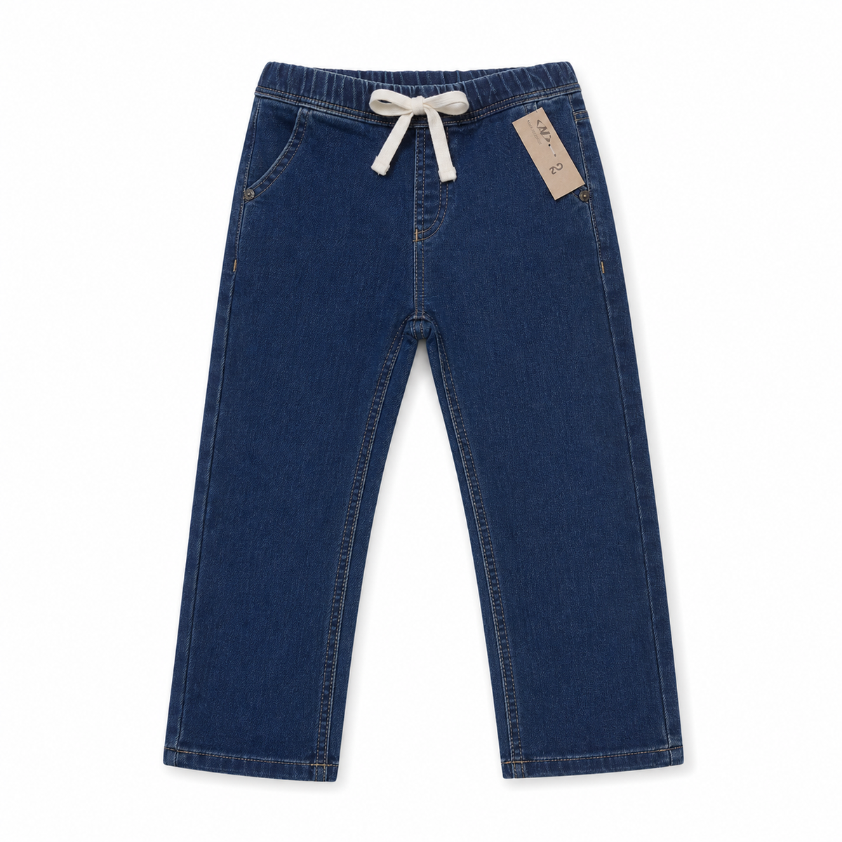 Kids Elastic Drawstring Waist Denim Jeans