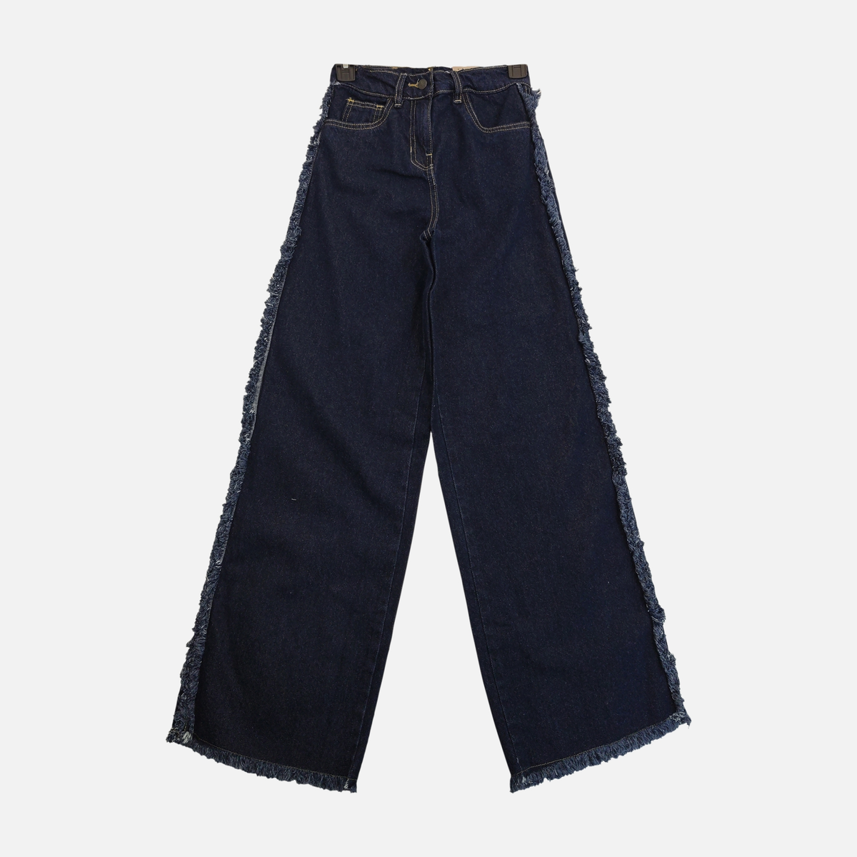 Girls Wide Leg Frayed Edge Denim Jeans