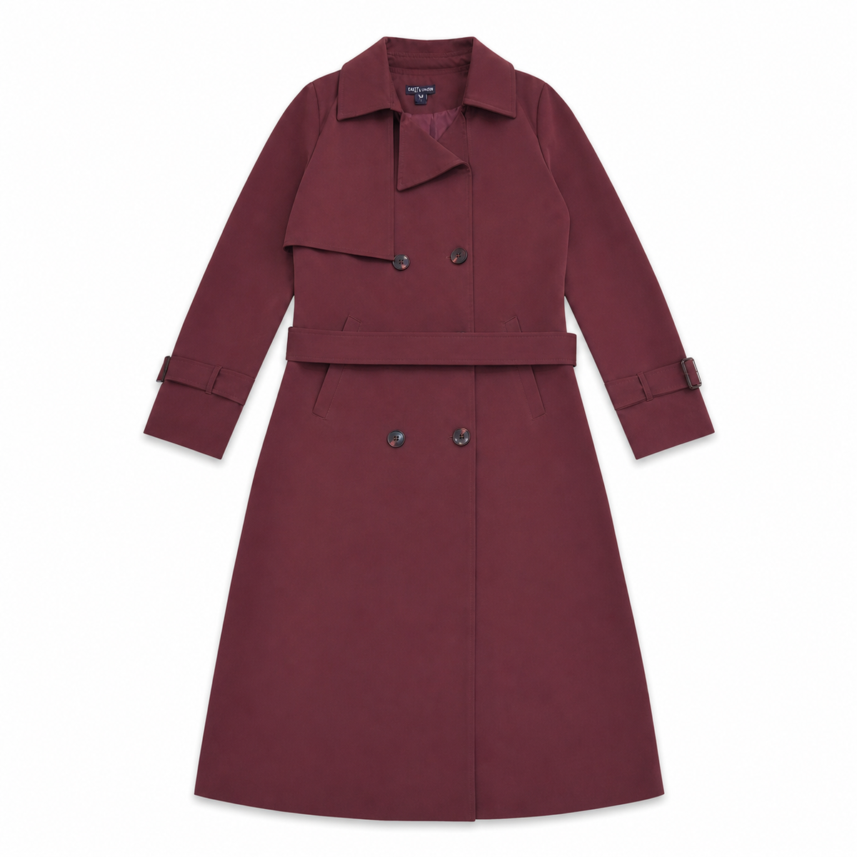 Women Double-Breasted Belted Trench Coat