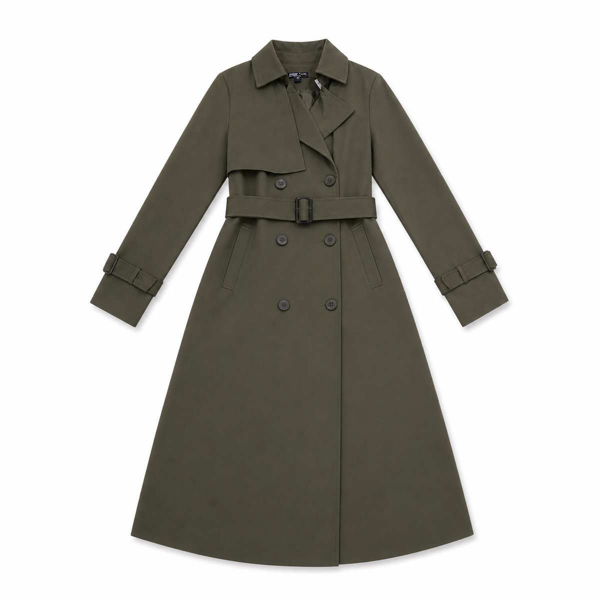 Women Double-Breasted Belted Trench Coat