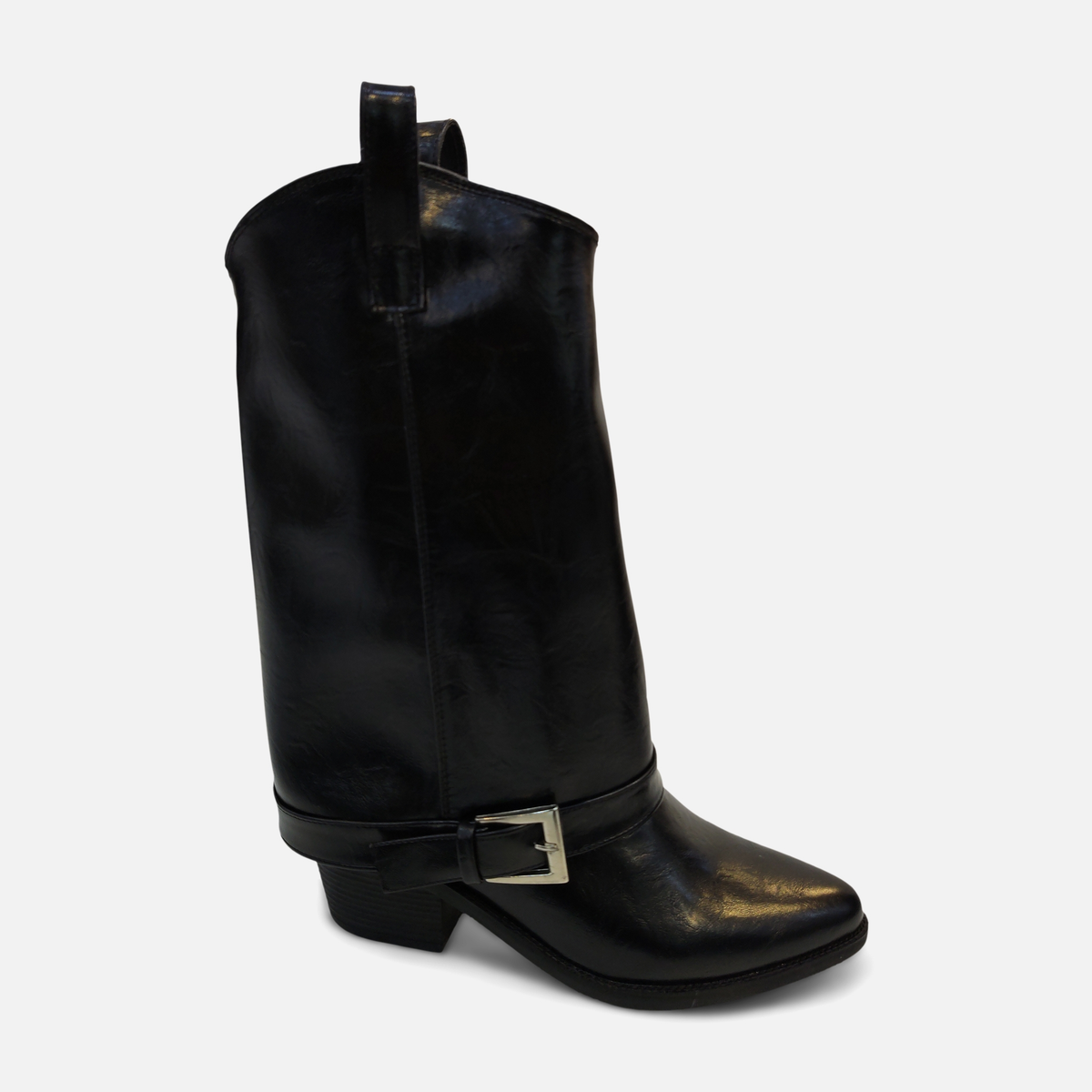 Women Western Buckle Strap Boots