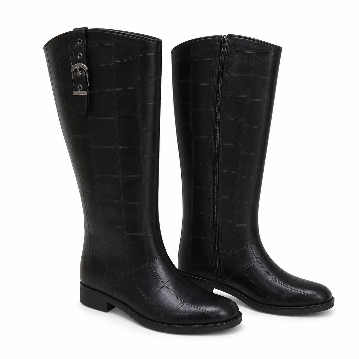 بوت نسائي طويل بنقشة جلد التمساح