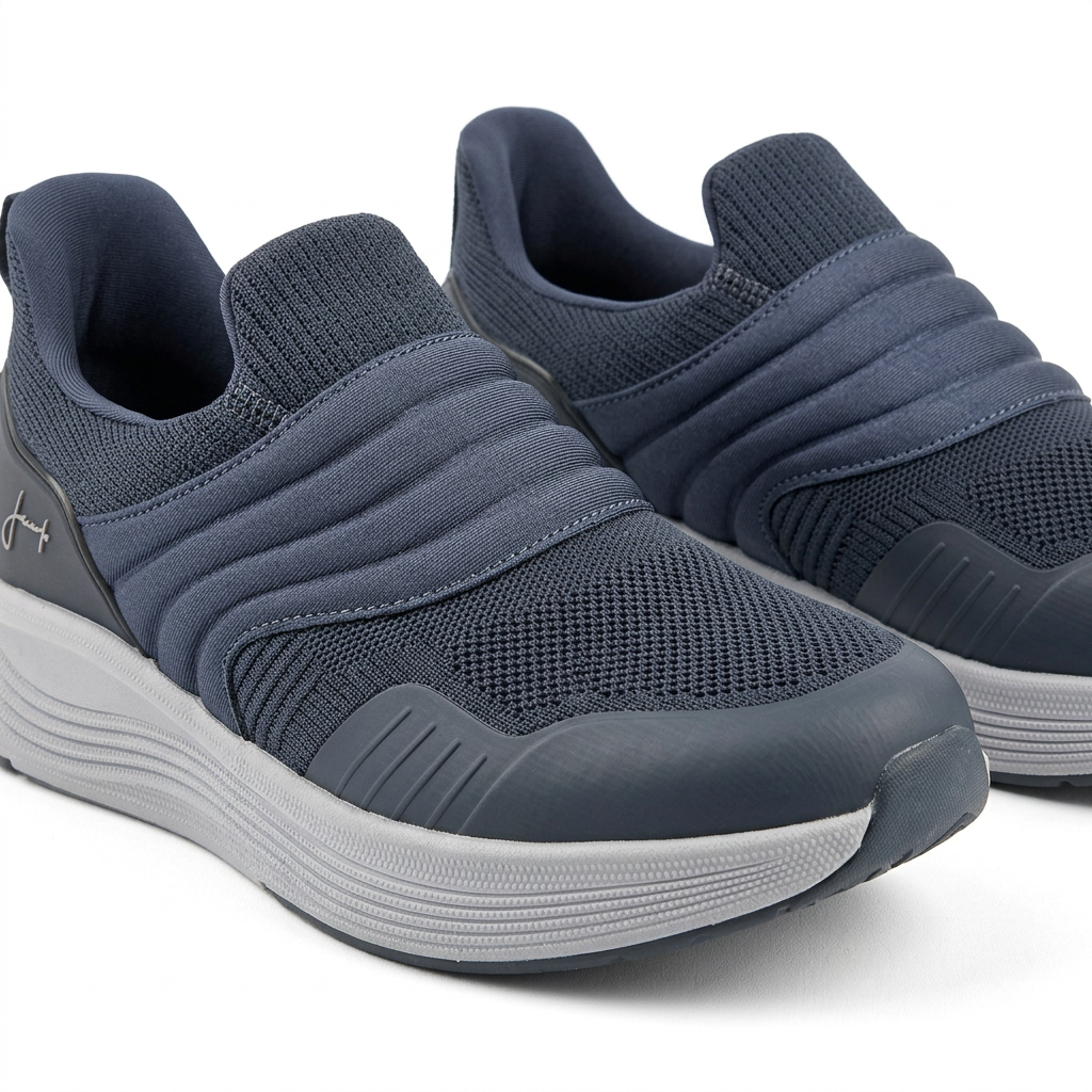 Slip On Knit Sneakers With Cushioned Sole