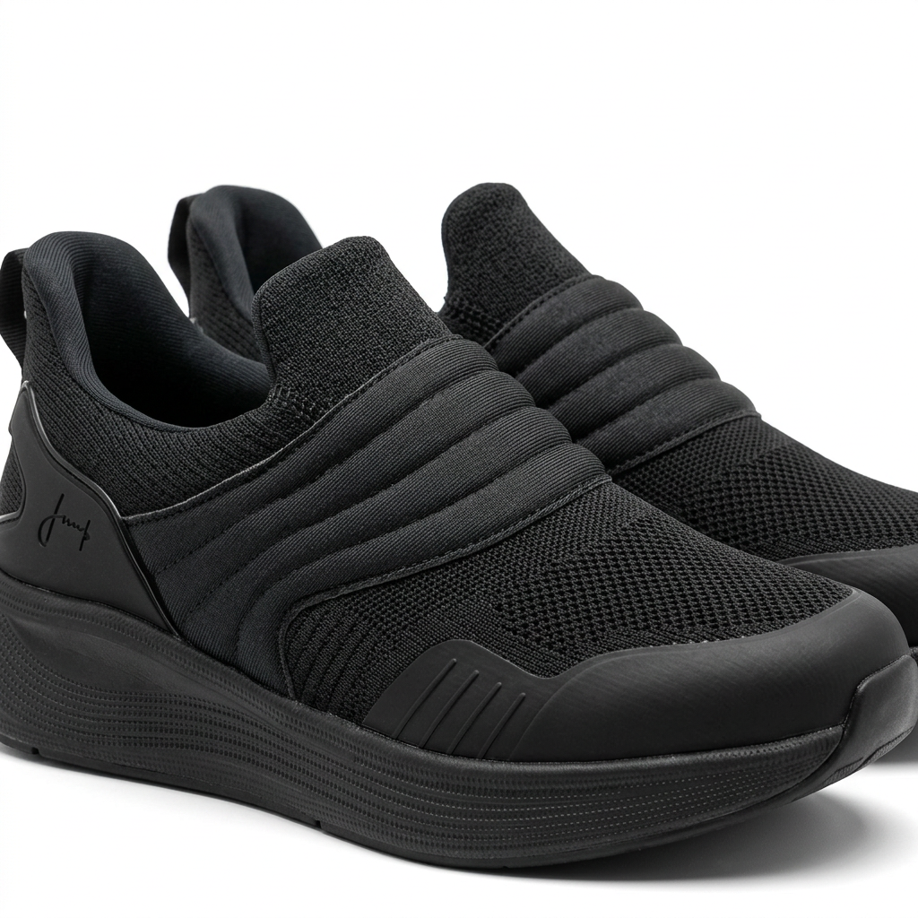 Slip On Knit Sneakers With Cushioned Sole