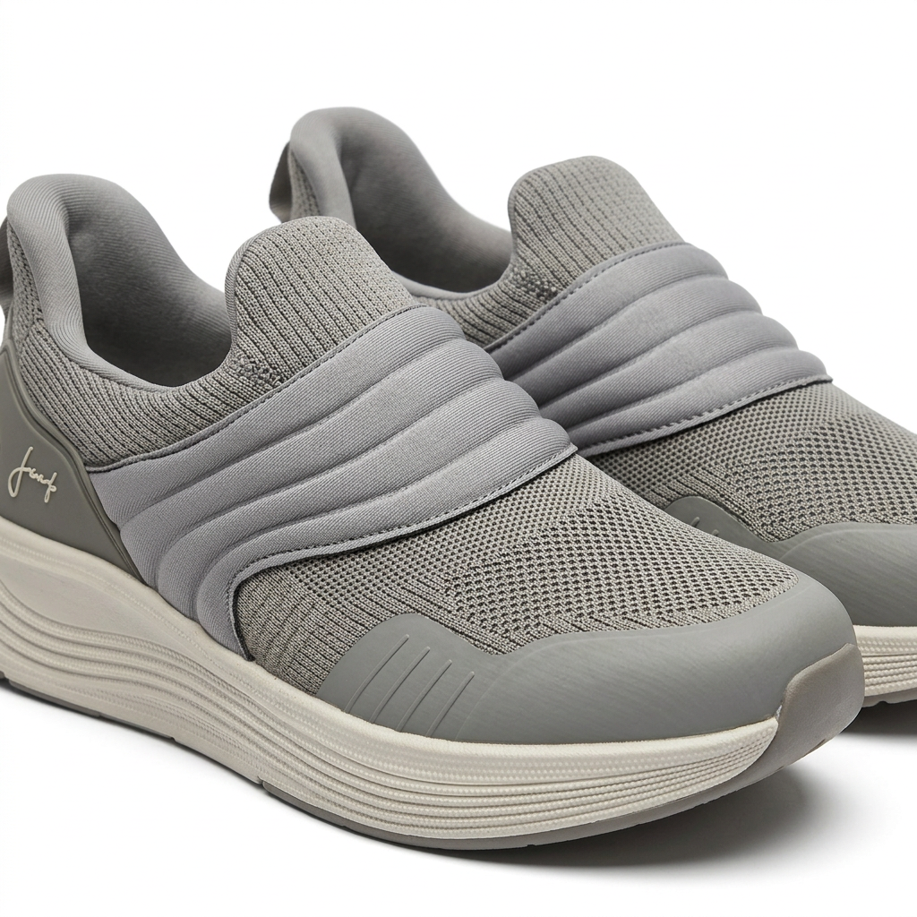 Slip On Knit Sneakers With Cushioned Sole
