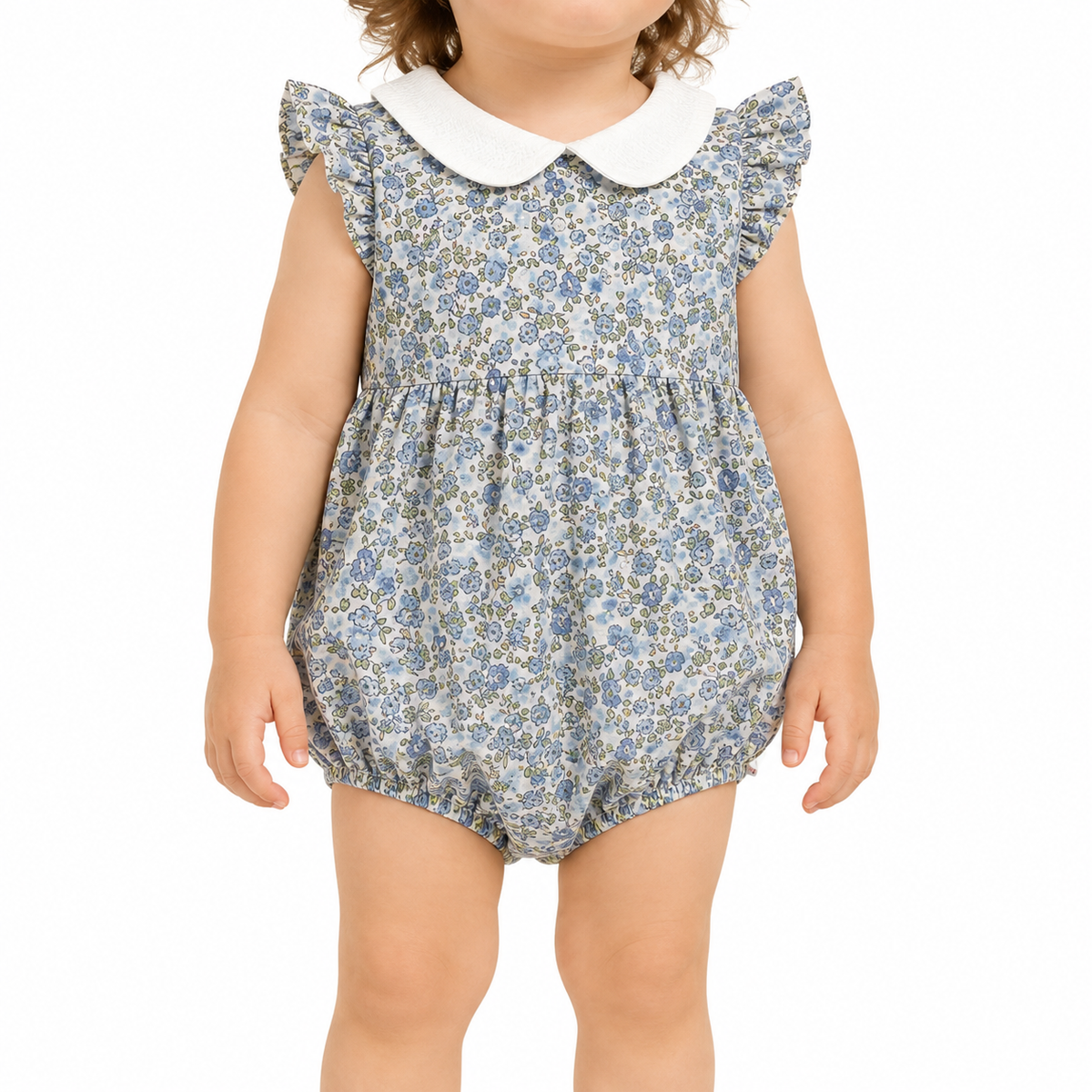 Girls Floral Romper With Collar