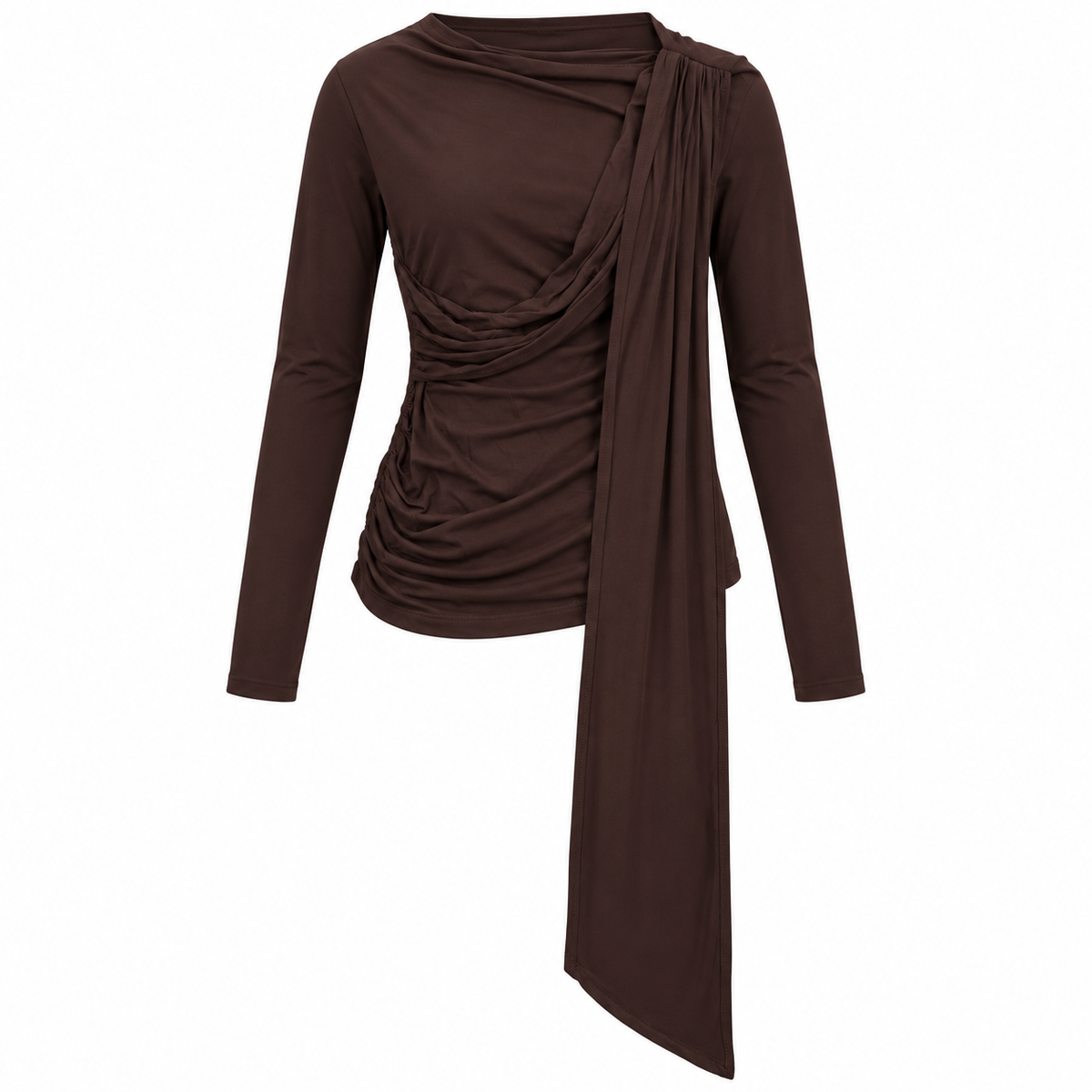 Ruched Draped Long Sleeve Top