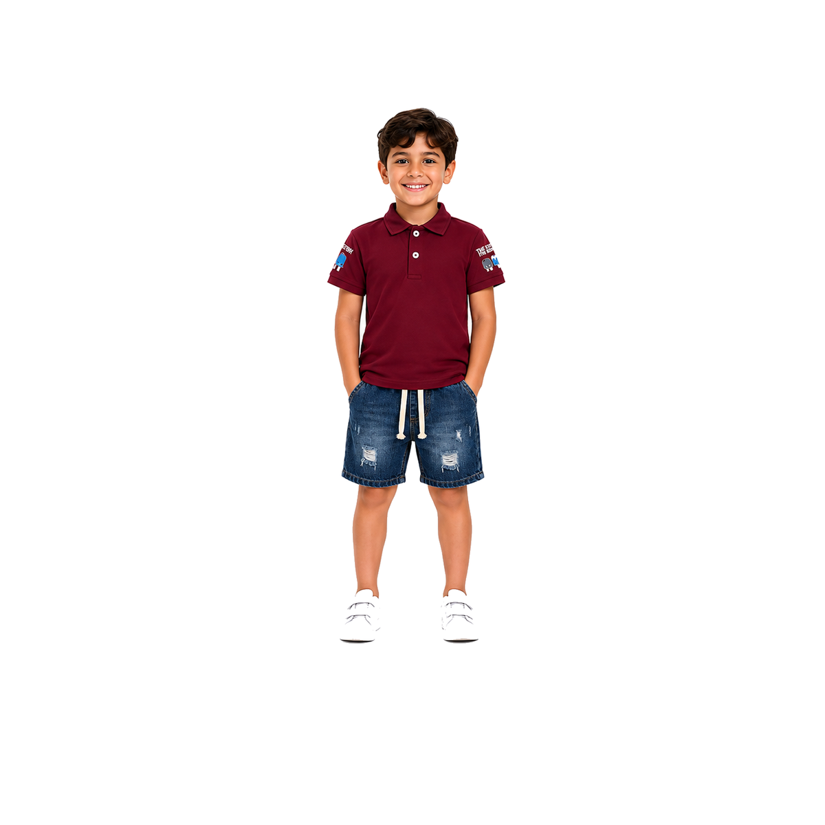 Boys Polo T Shirt And Denim Shorts Set
