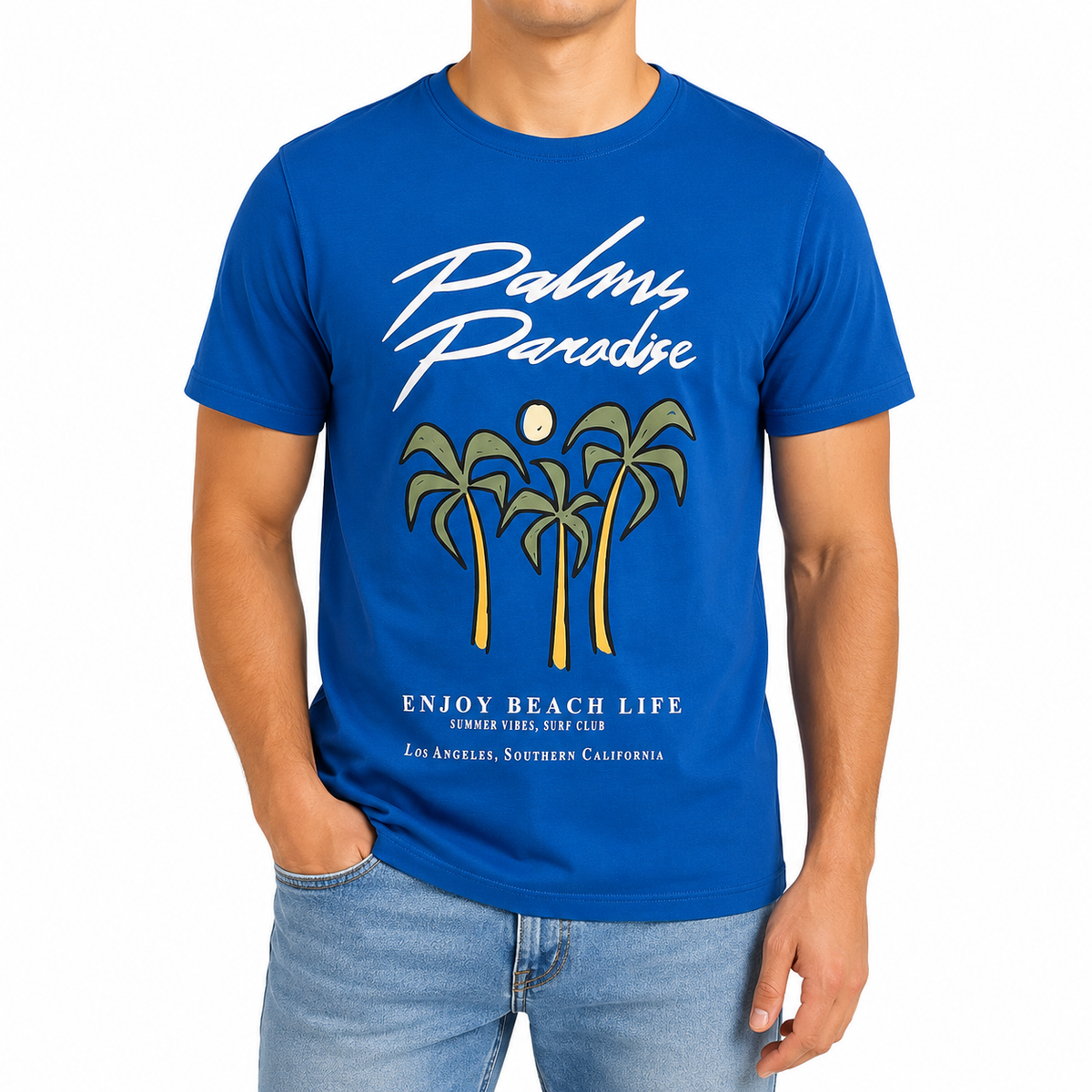 Men Palm Graphic Crew Neck T Shirt