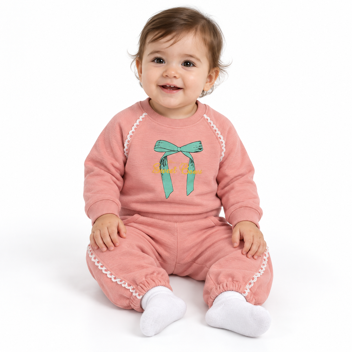 Bow Detail Sweatshirt And Jogger Set