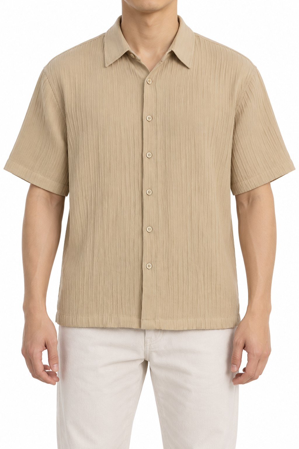 Men Crinkle Texture Short Sleeve Shirt
