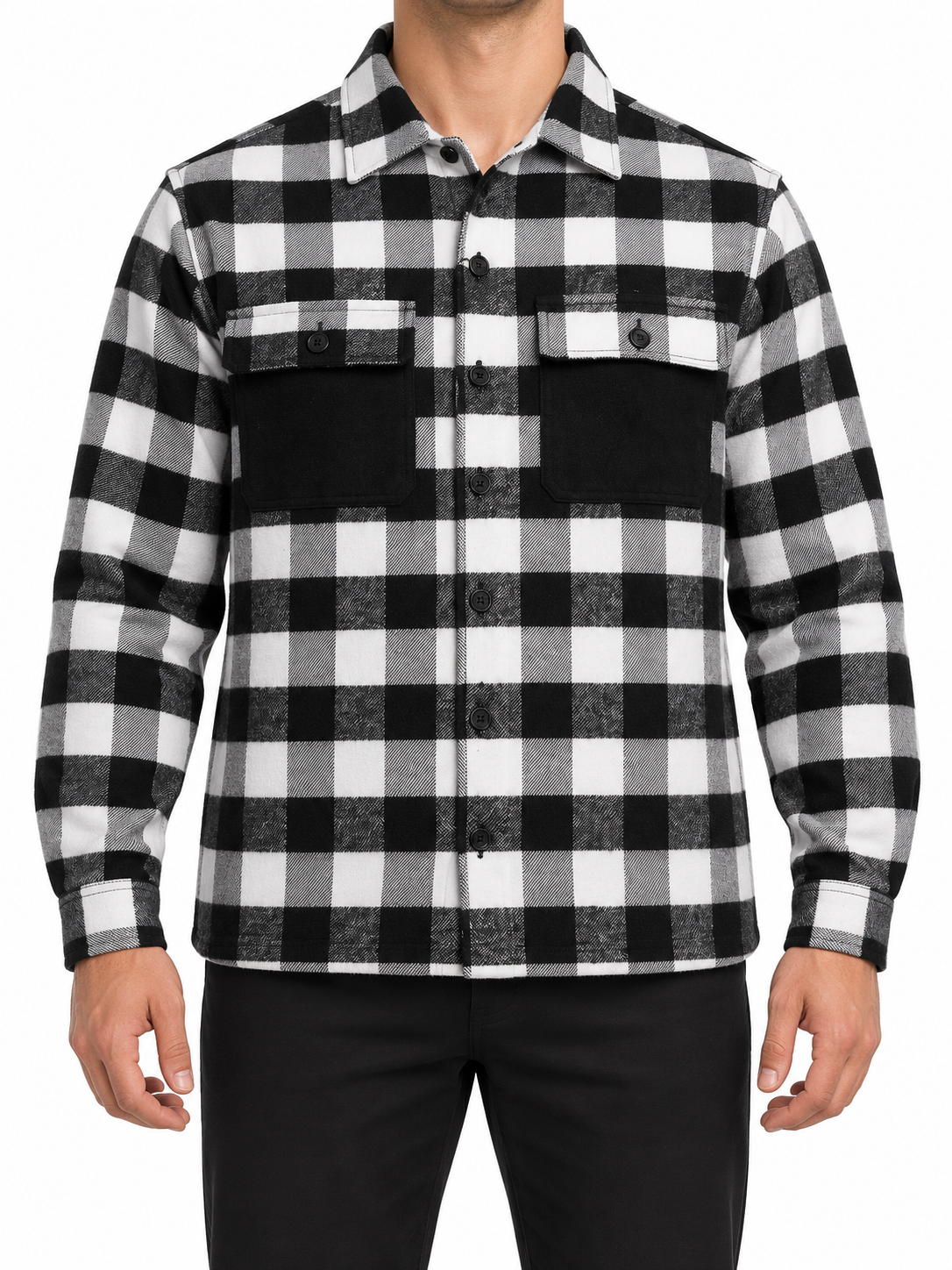 Checkered Shirt Jacket With Front Pockets