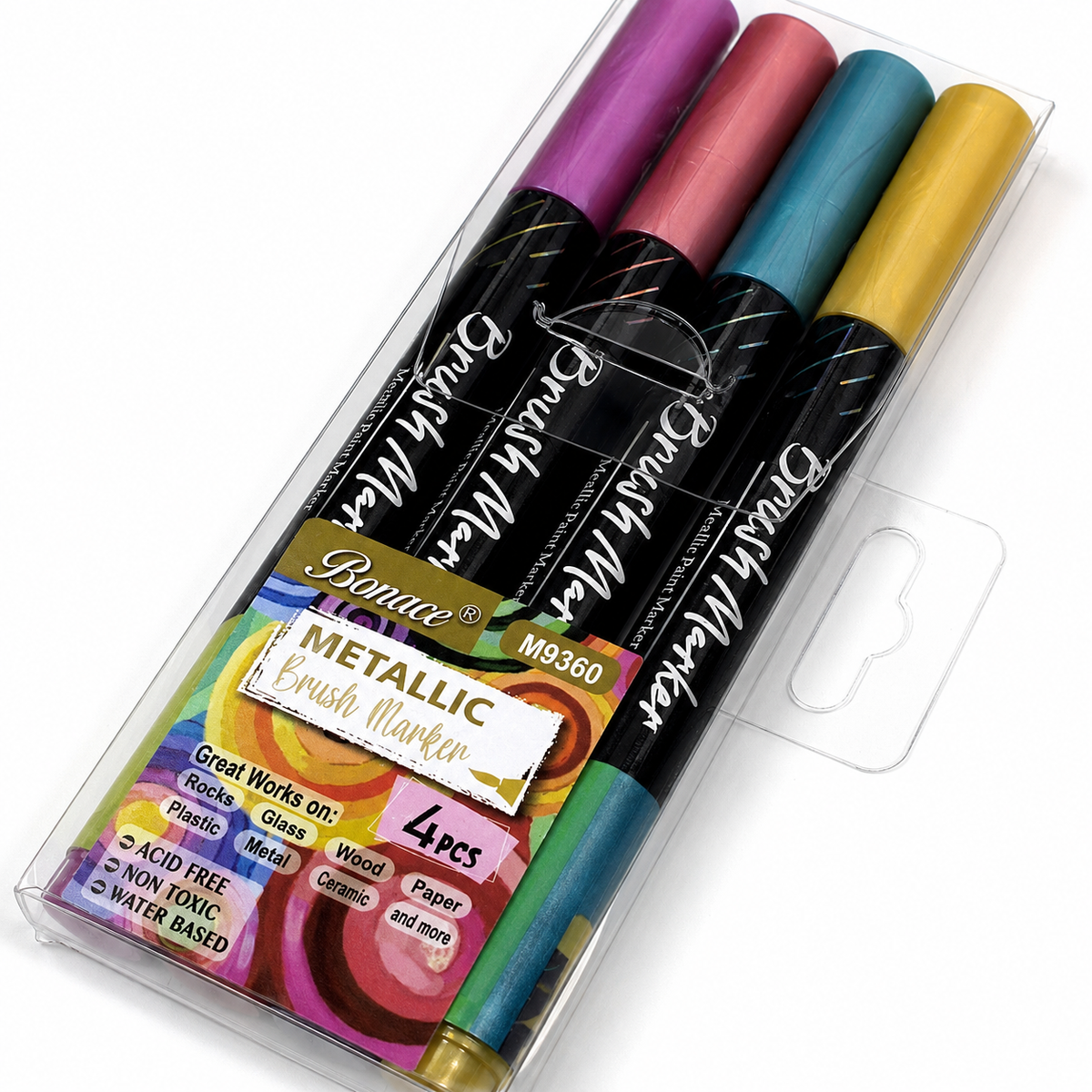 Metallic Brush Marker Set 4 Pcs