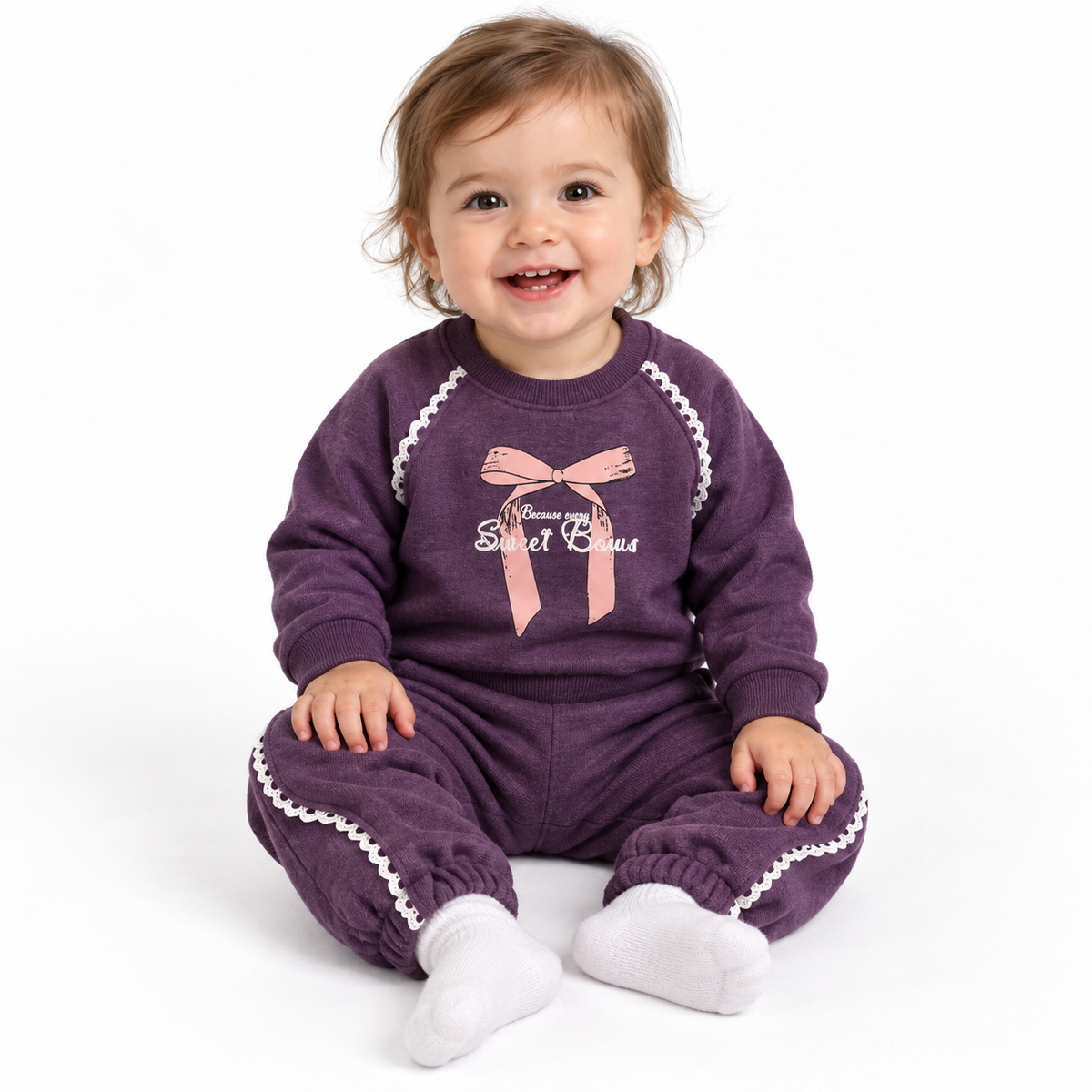 Bow Detail Sweatshirt And Jogger Set