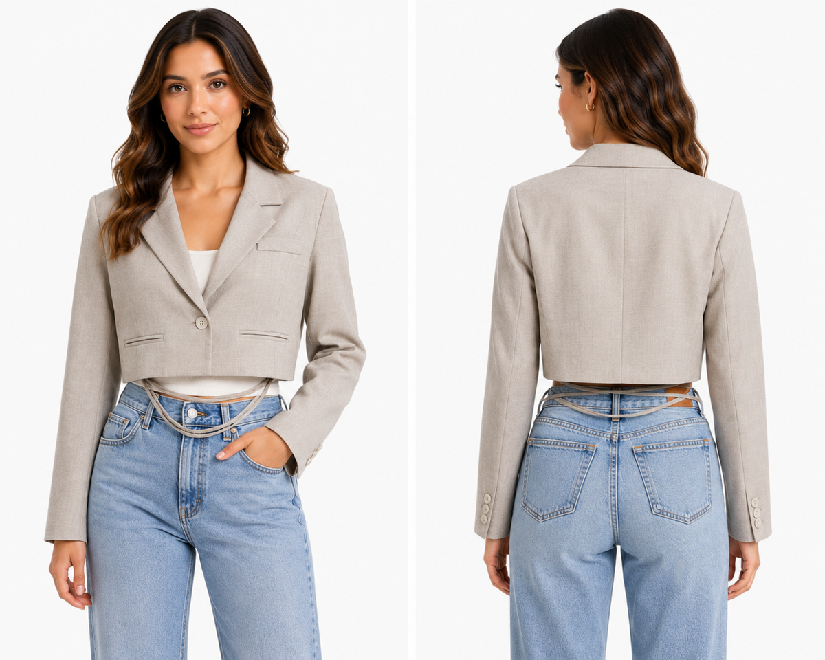 Women Cropped Single-Breasted Blazer