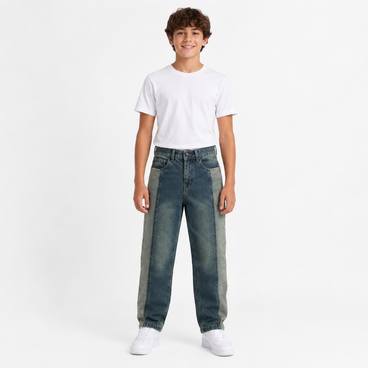 Boys Straight Fit Two Tone Denim Jeans