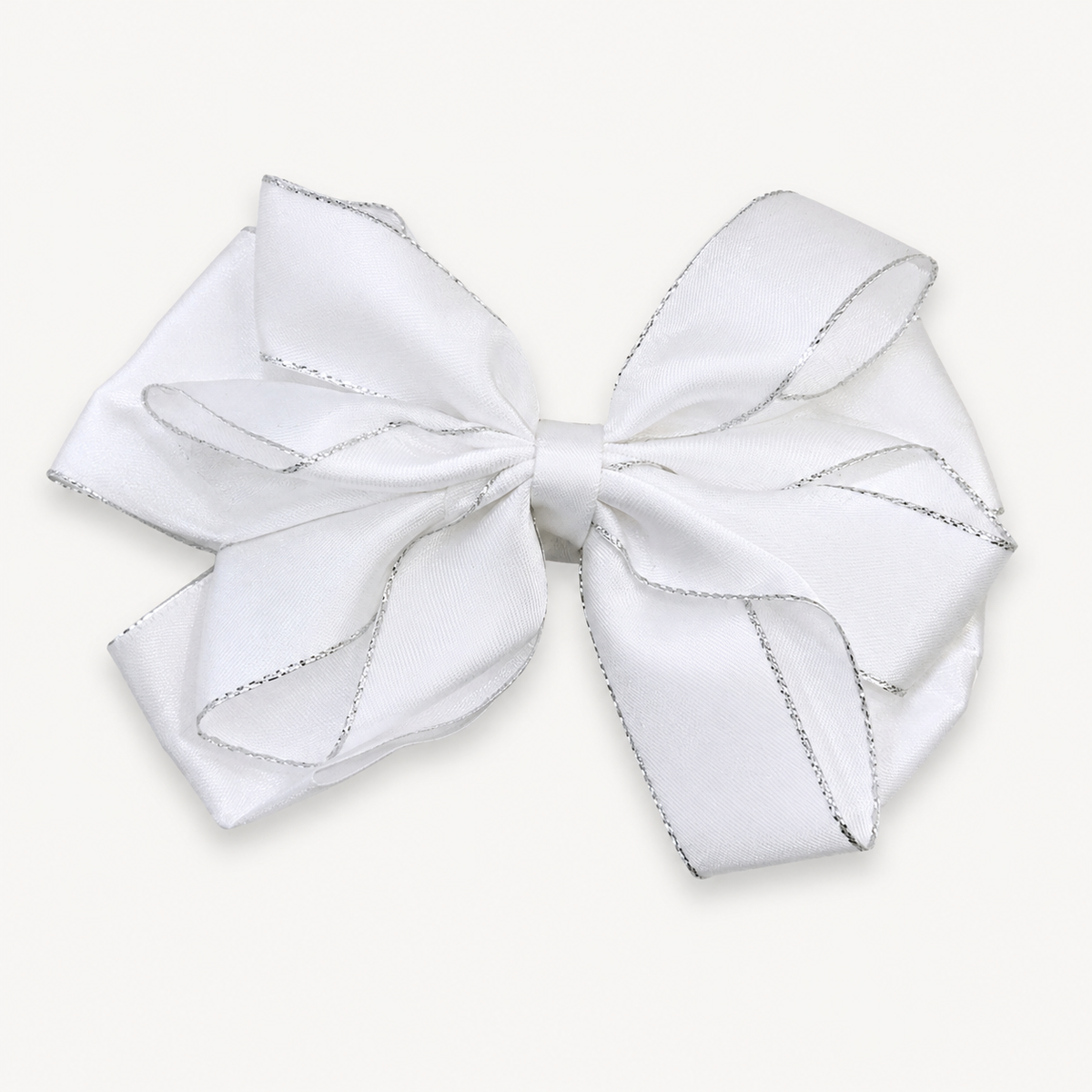 Satin bow hair clip with shimmering trim