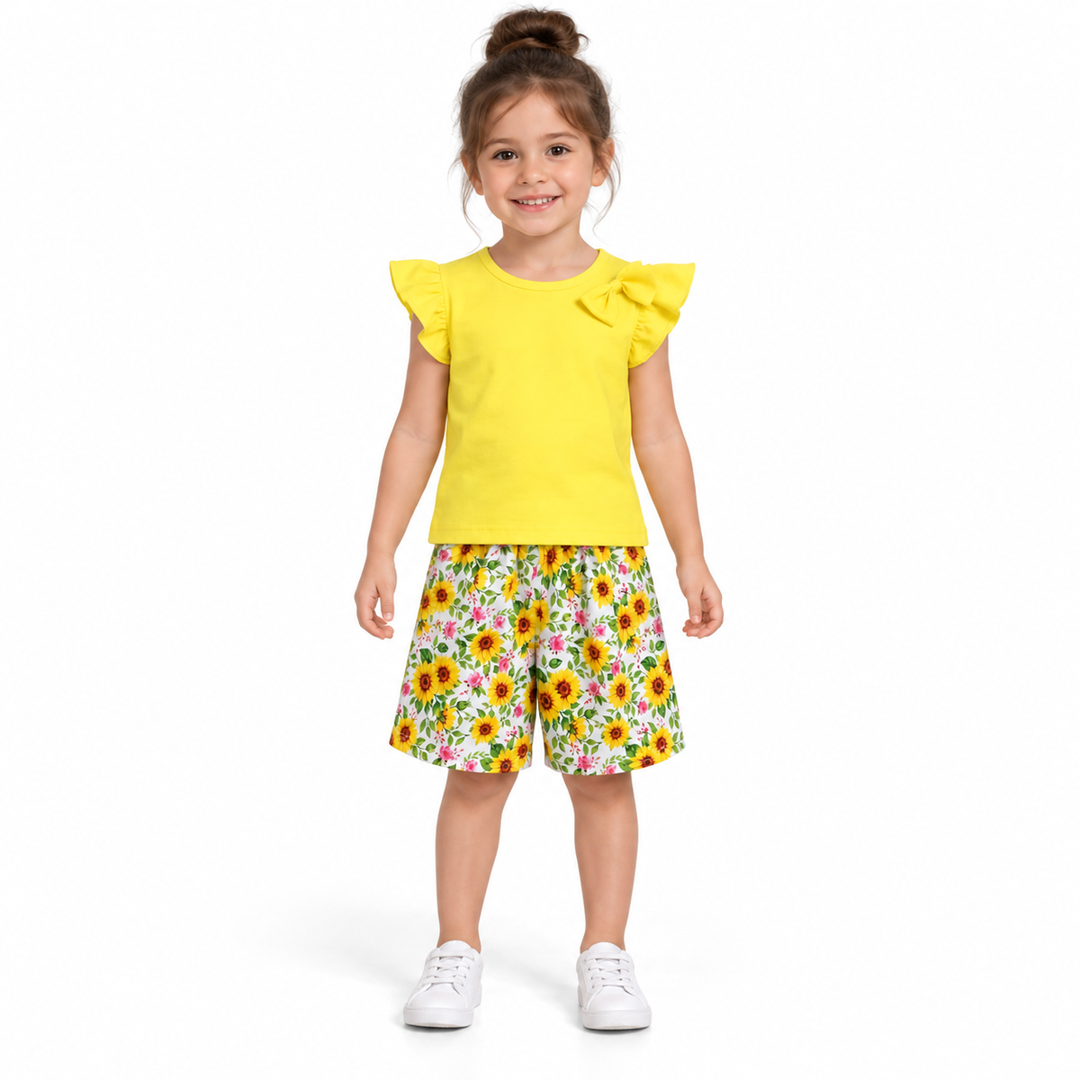 Ruffle T-Shirt And Floral Shorts Set