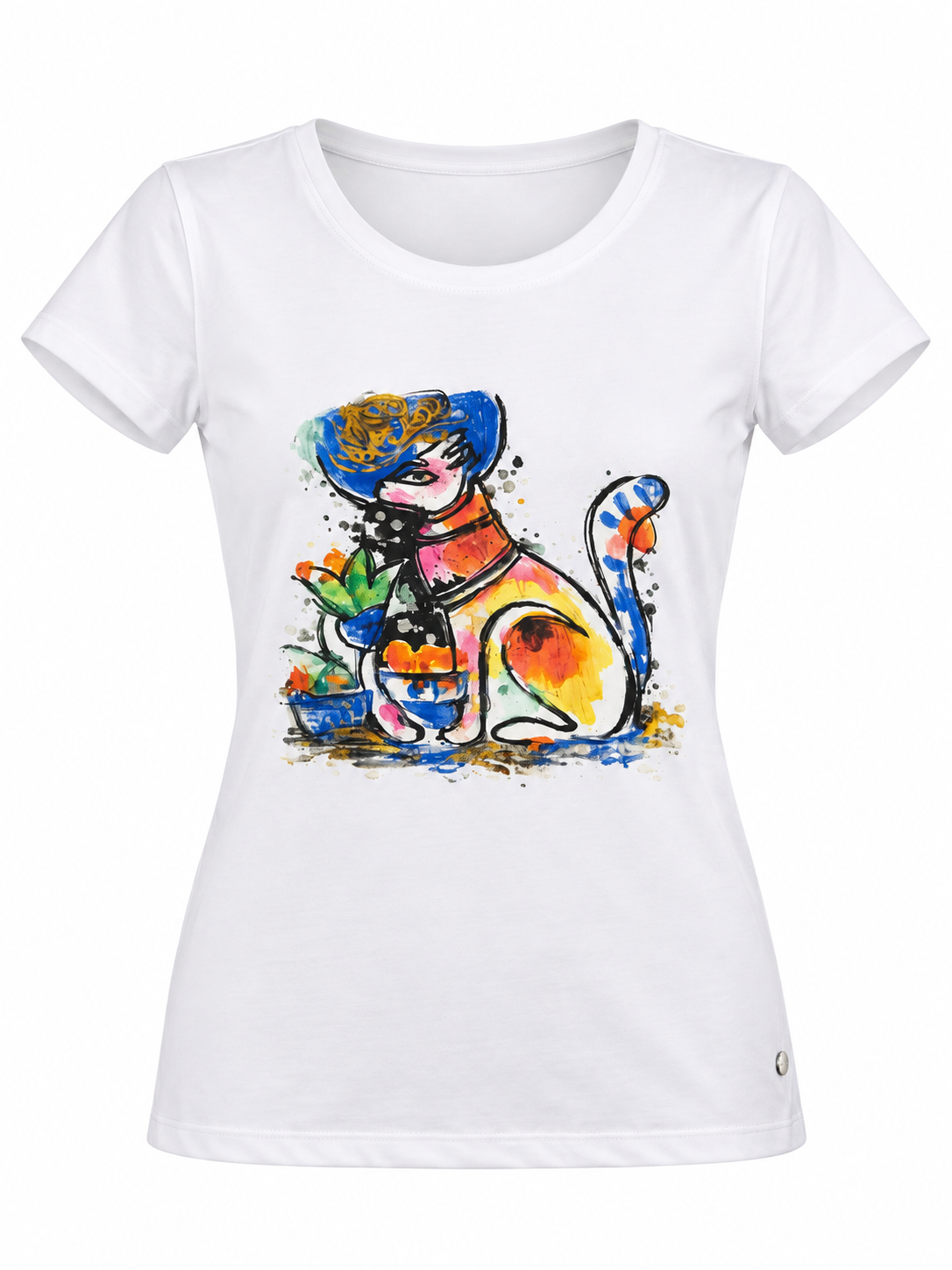 Artistic Cat Graphic T-Shirt