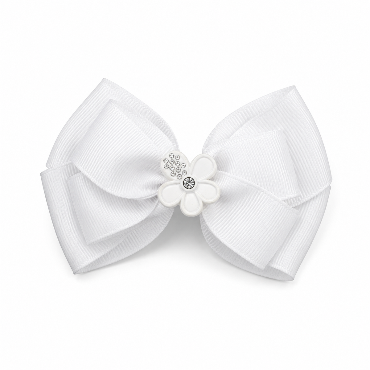 Decorative bow hair clip with floral crystal detail
