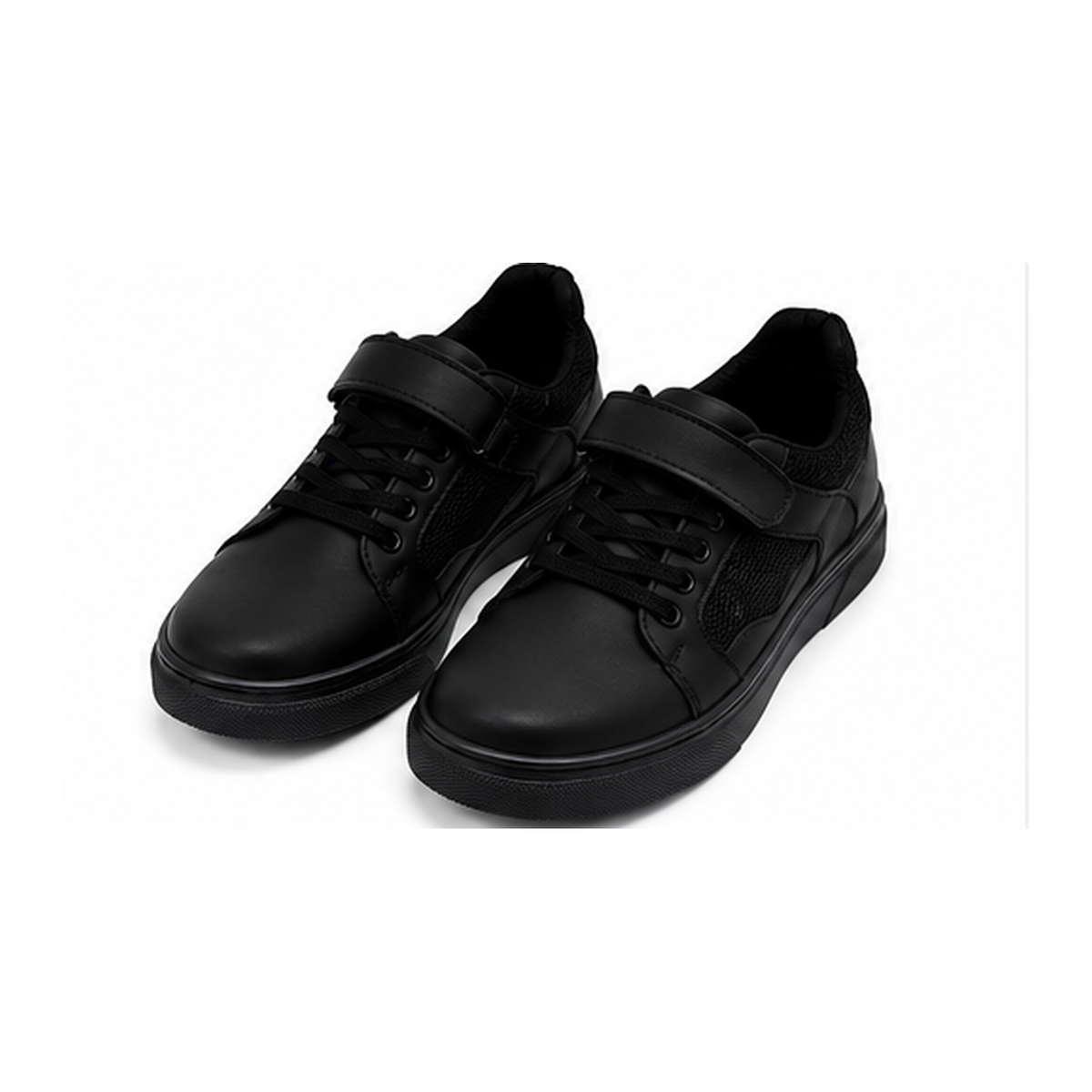 Lace Up Sneakers With Hook And Loop Strap
