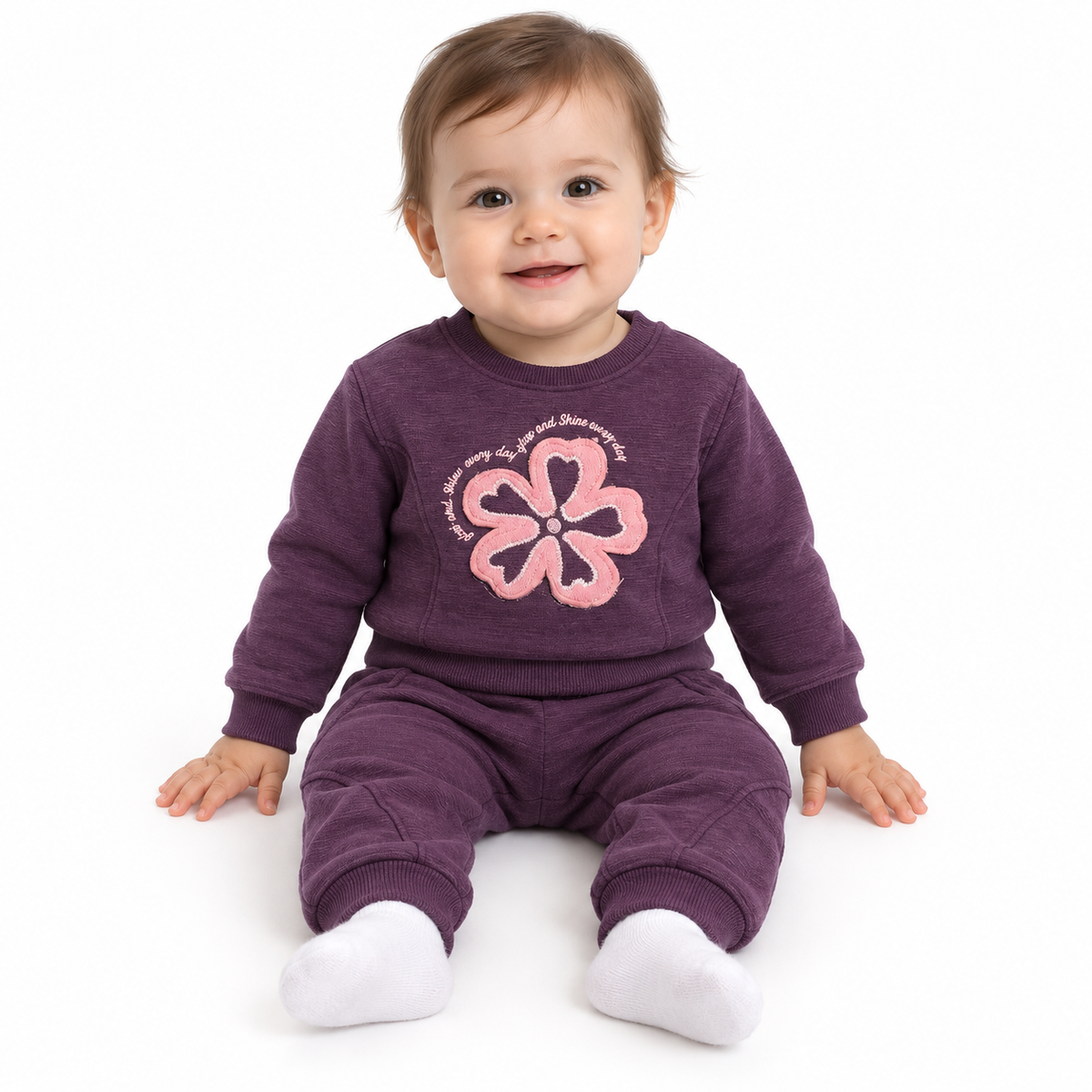 Floral Embroidered Sweatshirt And Jogger Set