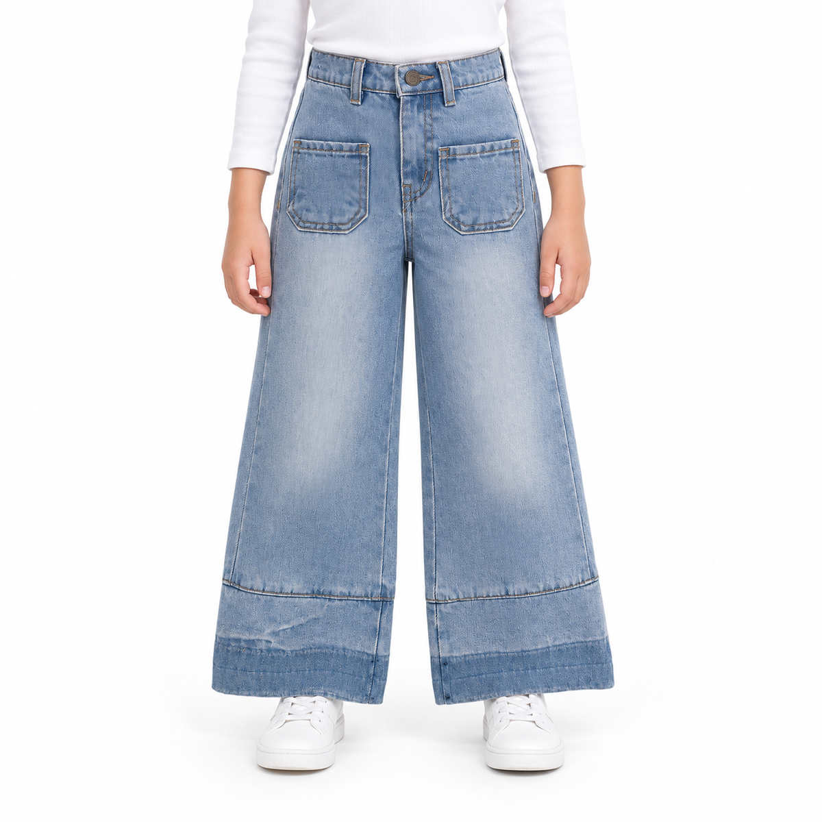 Wide Leg Jeans With Front Pockets