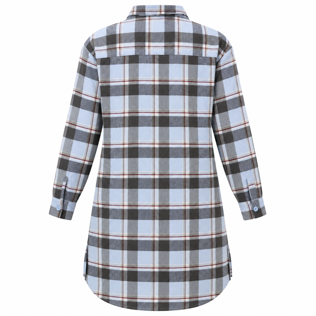 Long Plaid Shirt With Front Pockets