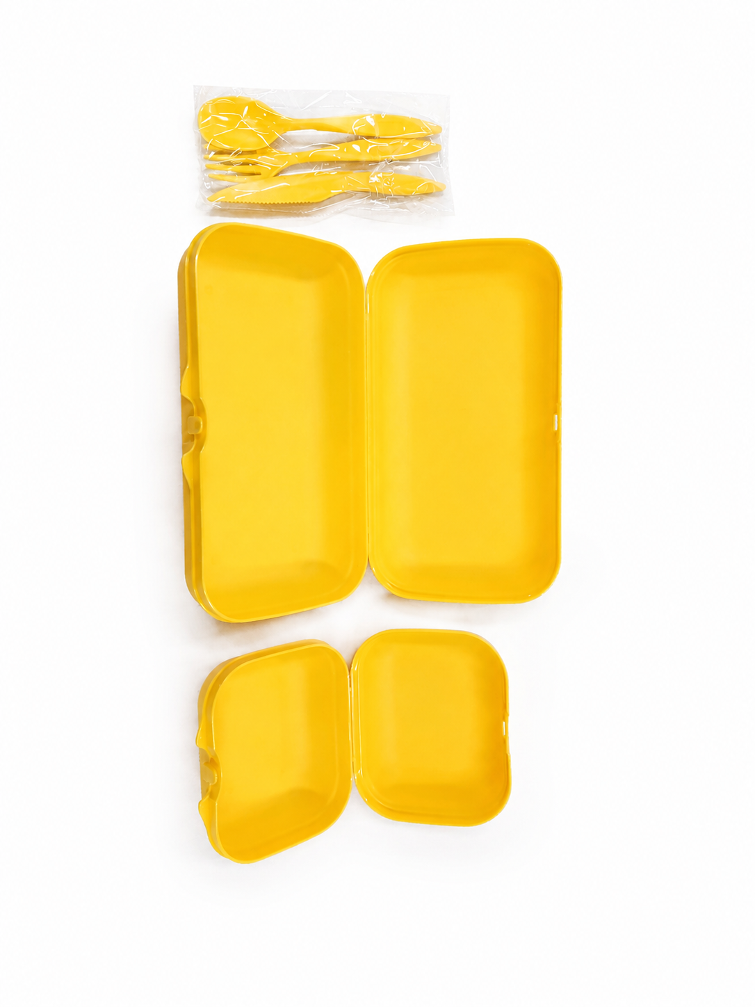 Multi-size lunch box set with cutlery