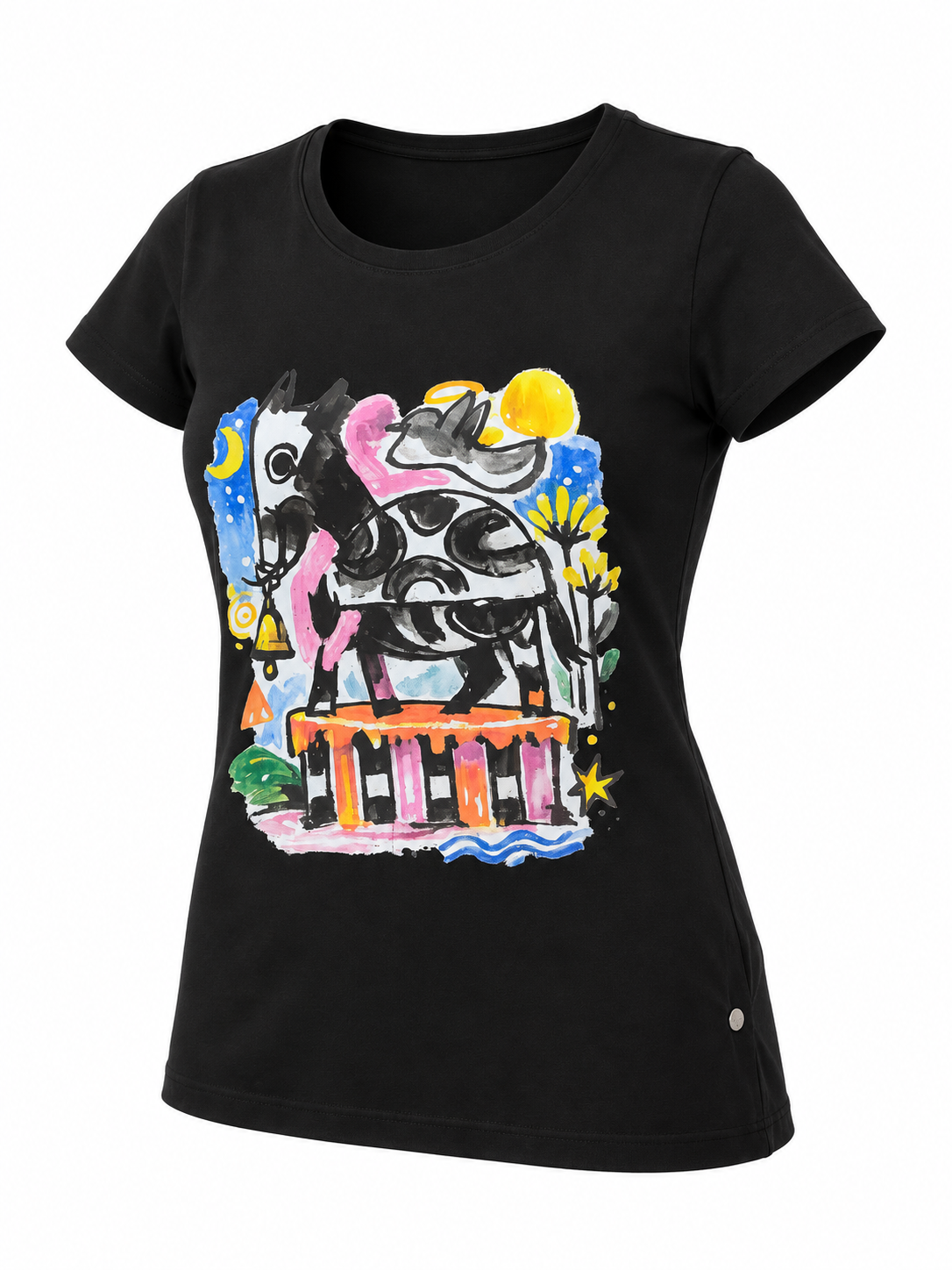 Artistic Cow Graphic T-Shirt