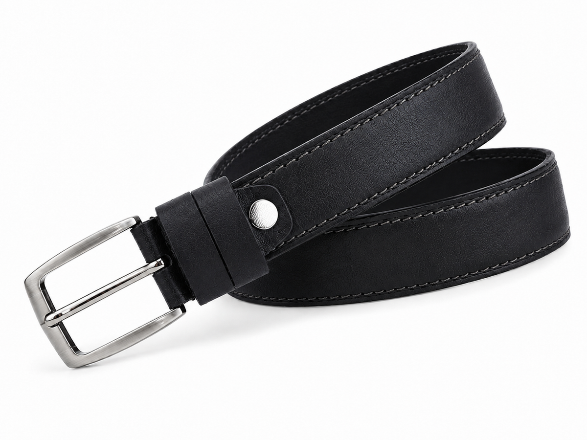 Men Stitched Belt With Rectangular Buckle