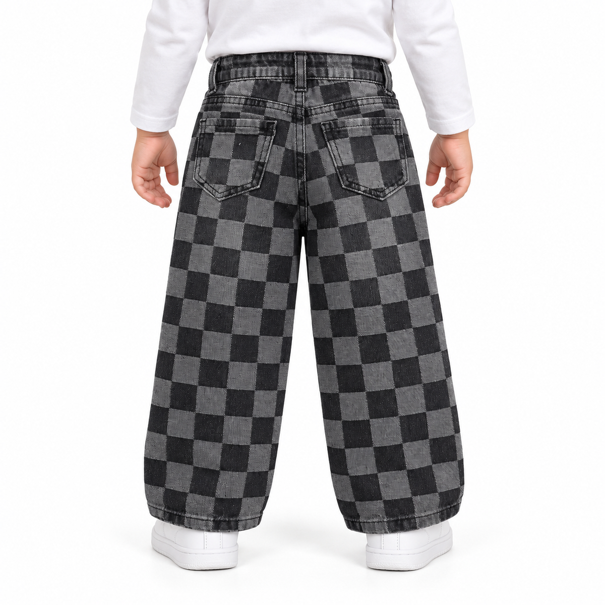 Checkered Wide Leg Jeans