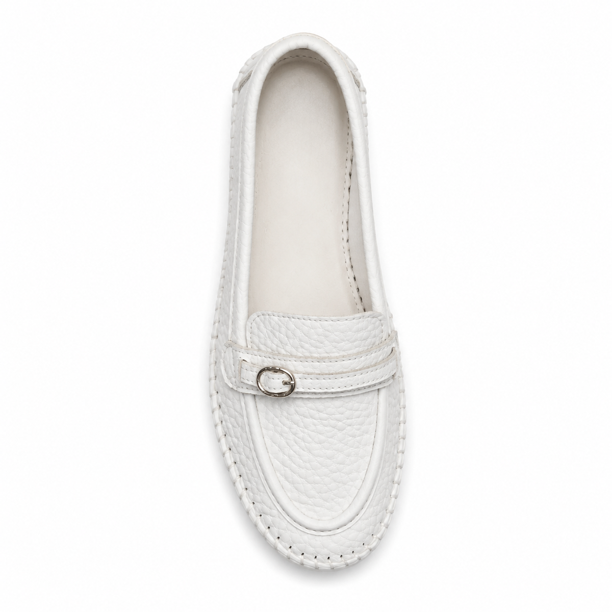 Women Textured Loafers With Metal Buckle