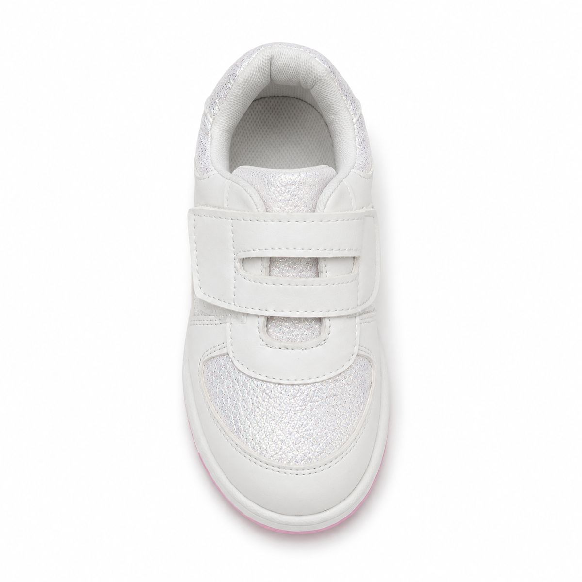 Girls sports sneakers with hook-and-loop straps and glitter details