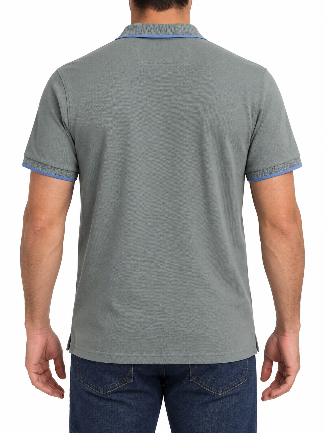 Men Pocket Polo Shirt With Striped Collar