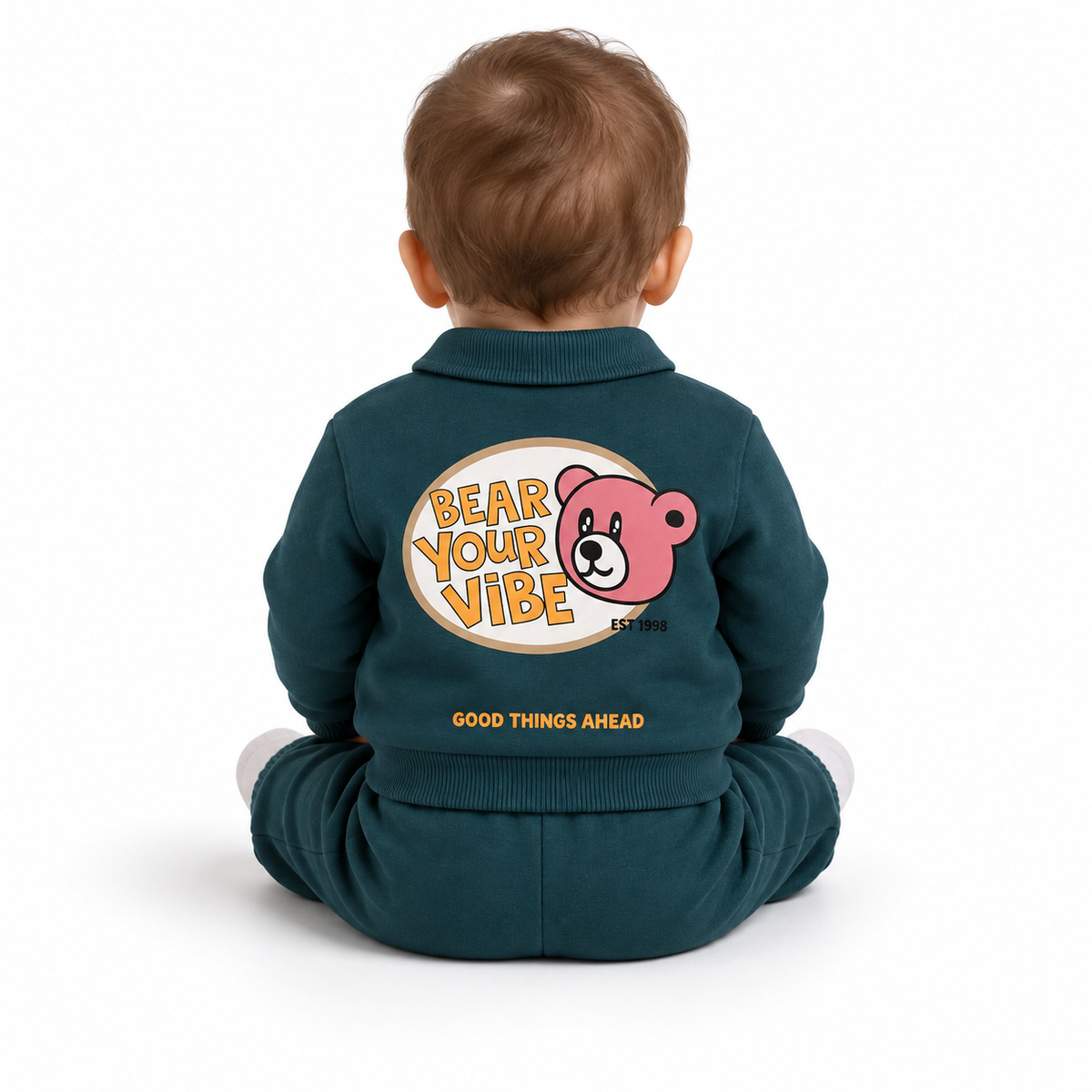 Bear Print Sweatshirt And Jogger Set